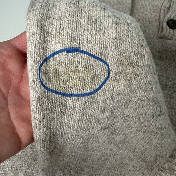J Crew Lambswool Sweater Size M Tan Shawl Collar Grandpa - Picture 11 of 12